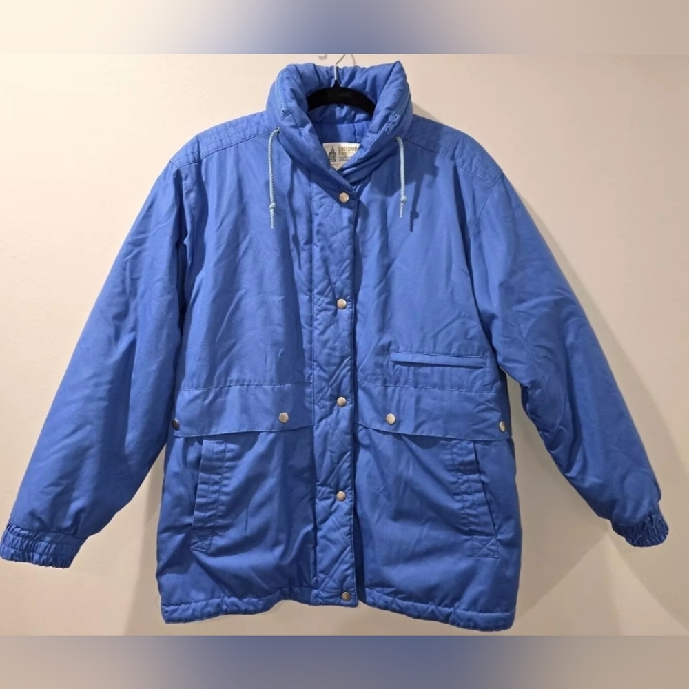 London Fog Coat Large Parka Vintage Insulated Stow Away Hood Size14
